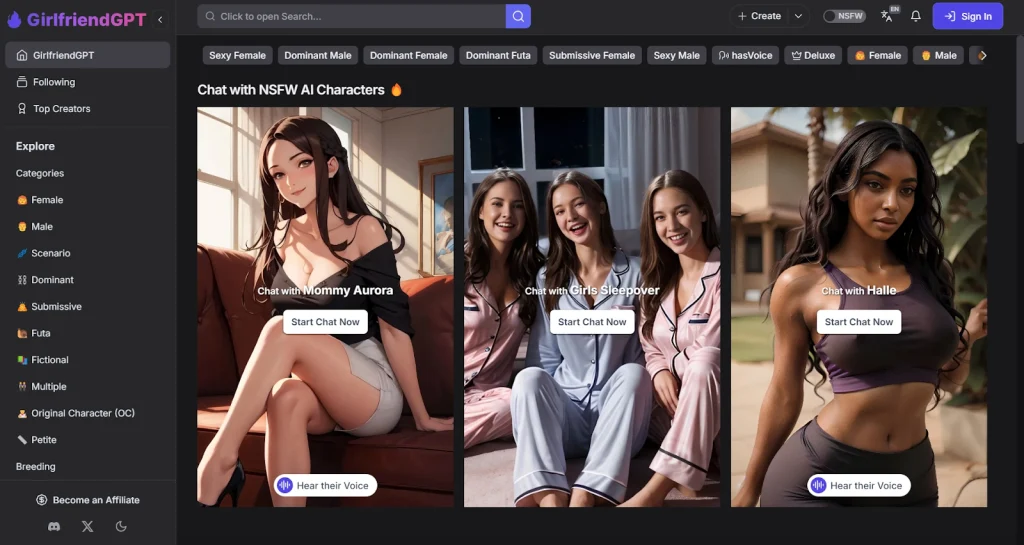 GirlfriendGPT ethnicity selection icon for customizing AI girlfriend appearance